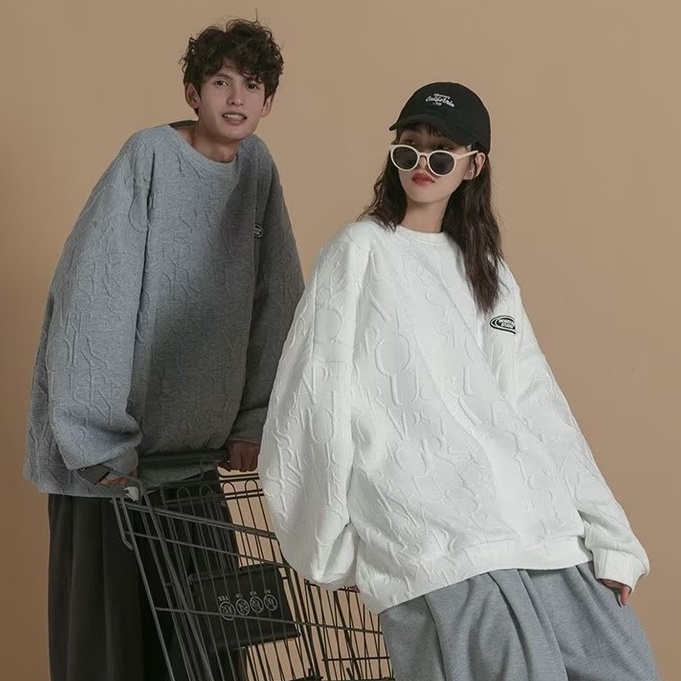 2023 Áo sweater nam áo dài tay Hàn Quốc thể thao thời trang áo phong cách thoải mái cá tính cho nam nữ kiểu simple unisex tops waffle hoodie sweater