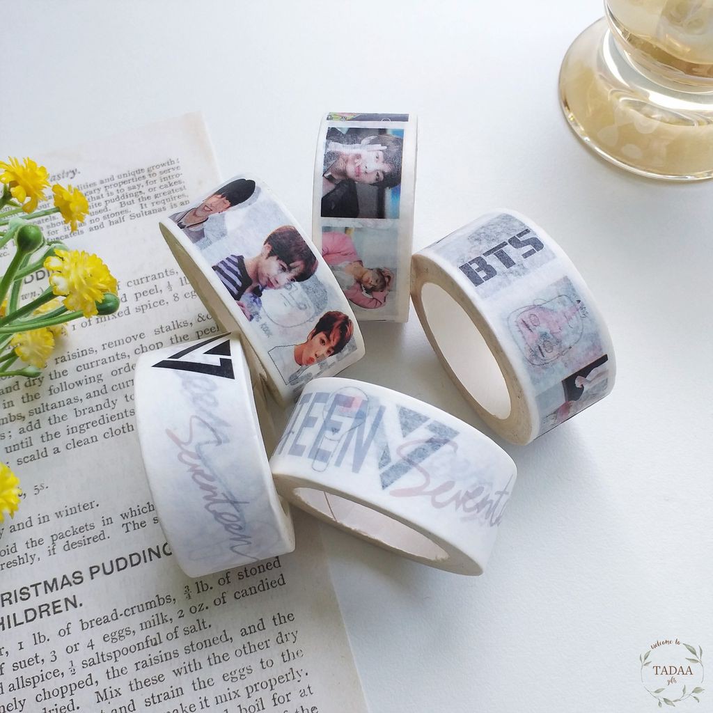 Washi tape thần tượng BTS, SEVENTEEN băng keo giấy trang trí sổ