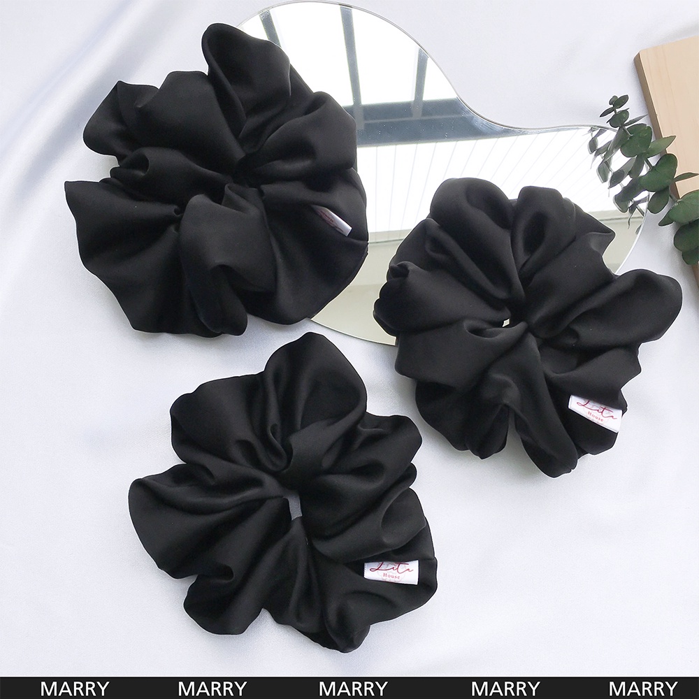 MARRY - Dây chun buộc tóc Lụa Scrunchies Handmade I Opaque Black