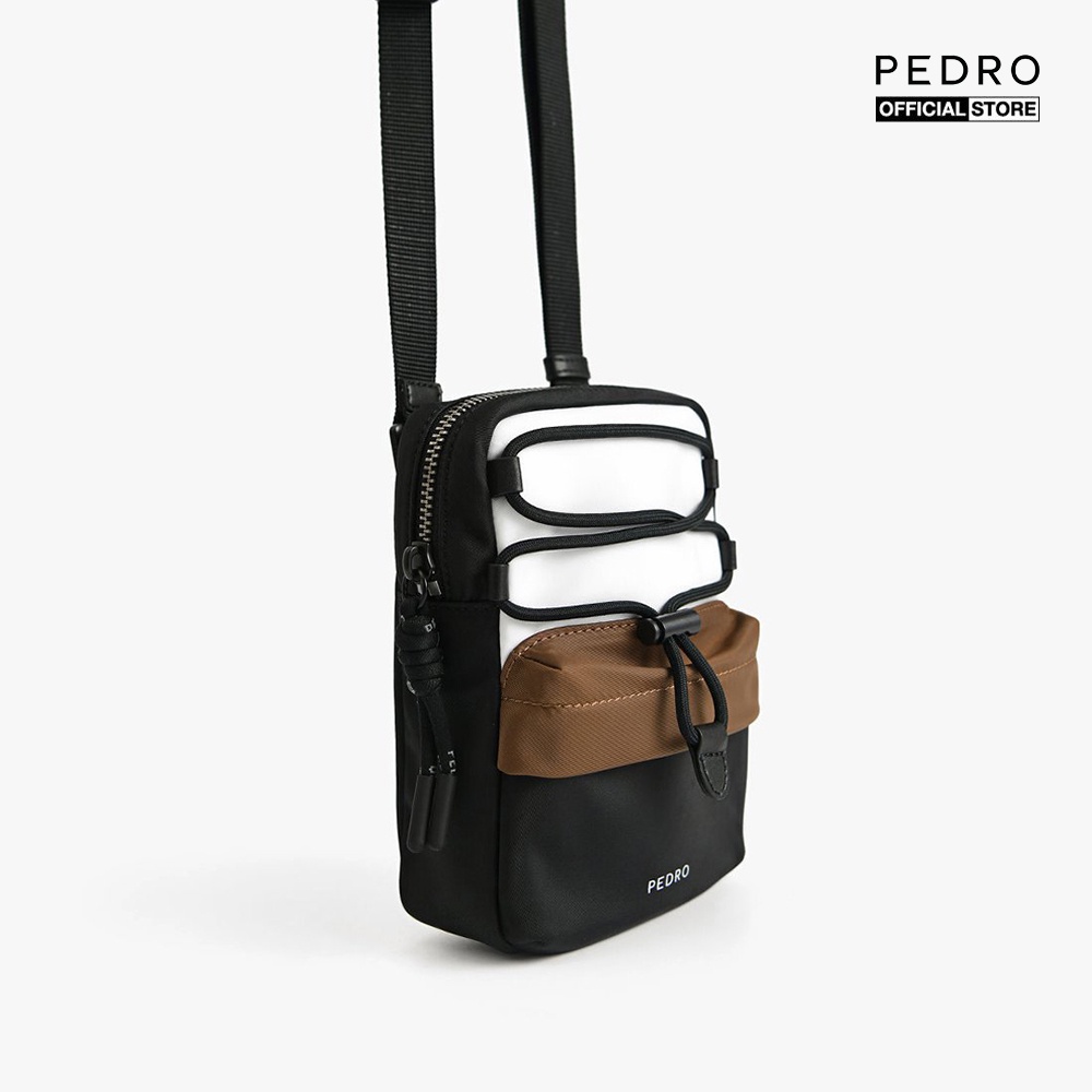 PEDRO - Túi đeo chéo nam chữ nhật phối dây rút Mini Nylon PM2-25210193-24