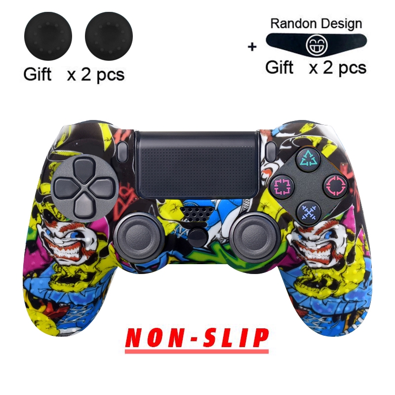 Data frog protective skin case anti-slip silicone camo cho sony ps4 / ps4 pro / ps4 slim controller thumb grips joystick cap