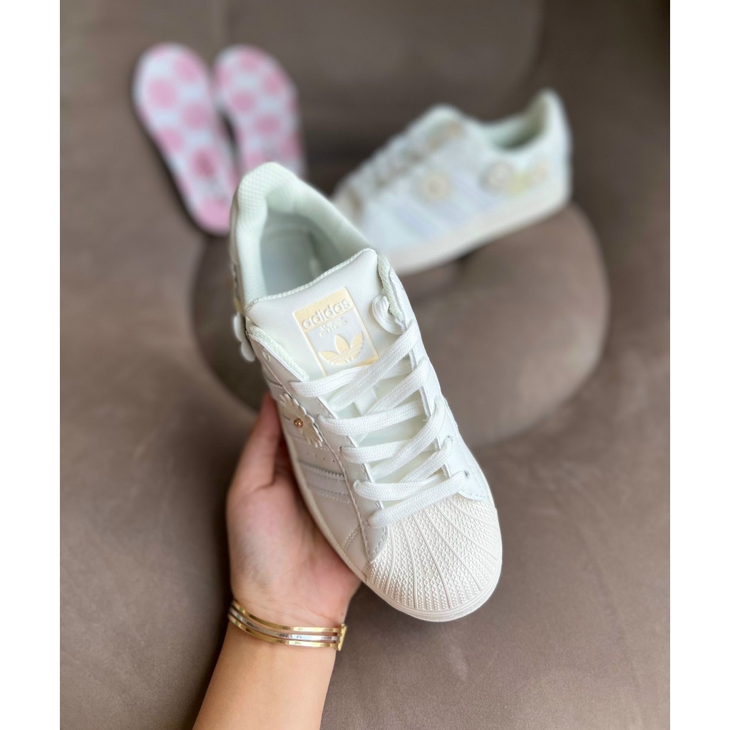 Giày Adidas Superstar Das Sò 3 Màu Kem, Hồng, Xanh, Giày thể thao Adidas Sò hoa đặc biệt