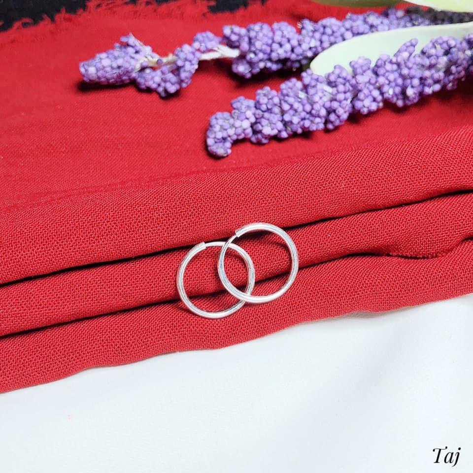 Bông tai nữ tròn trơn nhỏ xinh chuẩn bạc ta - Kho sỉ bạc Nhất Linh