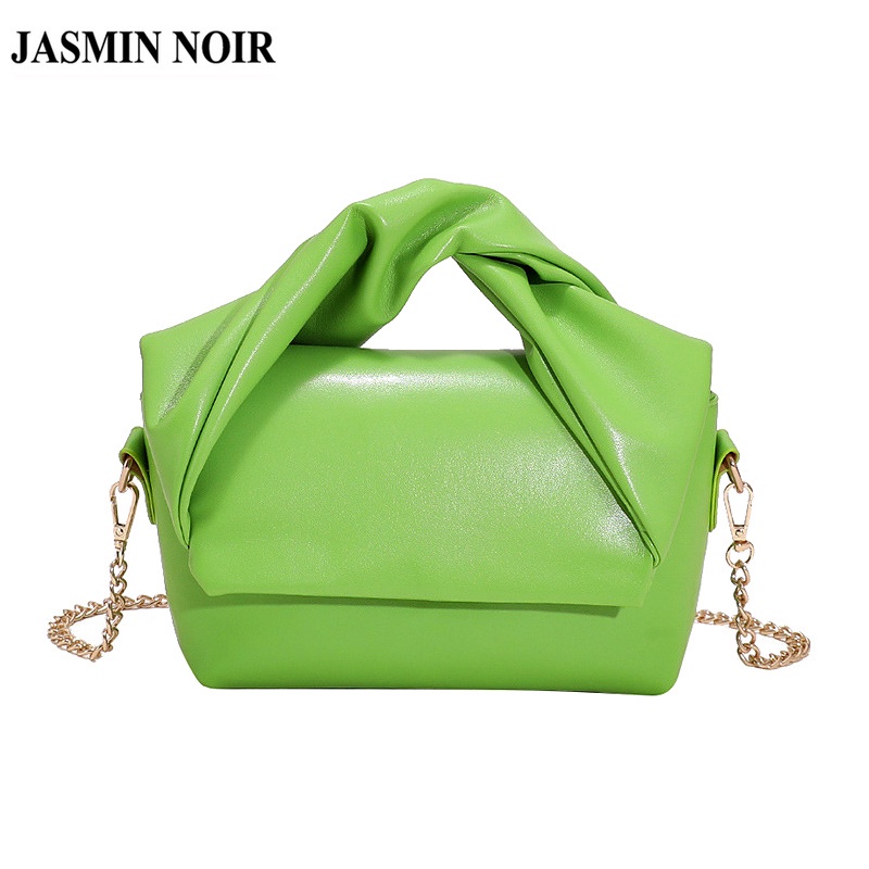 Túi Đeo JASMIN NOIR Chéo Da PU Nắp Gập Phối Dây Xích Thời Trang Dành Cho Nữ