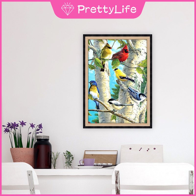 Bộ Tranh Đính Đá Tự Làm Kích Thước 30X40Cm Họa Tiết Chim Đơn Giản Hiện Đại Trang Trí Nội Thất