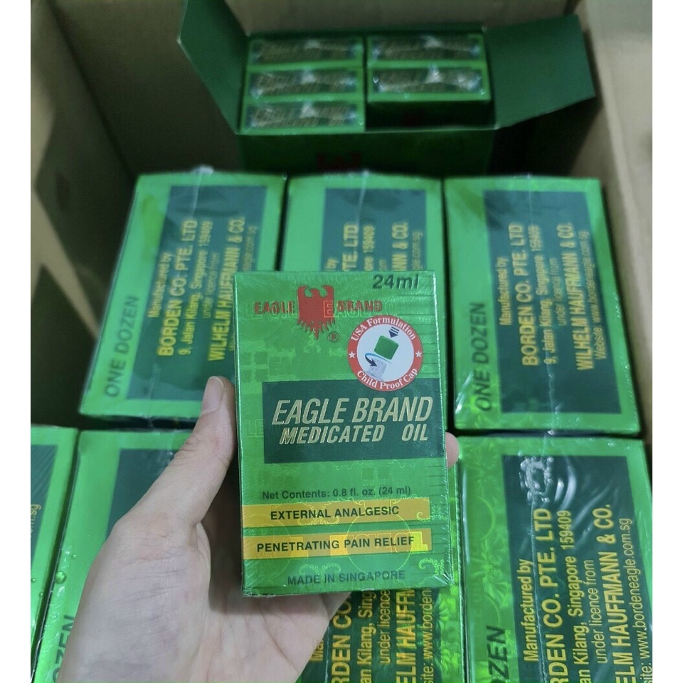 Dầu Gió Xanh Singapore Tiêu Chuẩn Mỹ 2 nắp 24ml Chính hãng