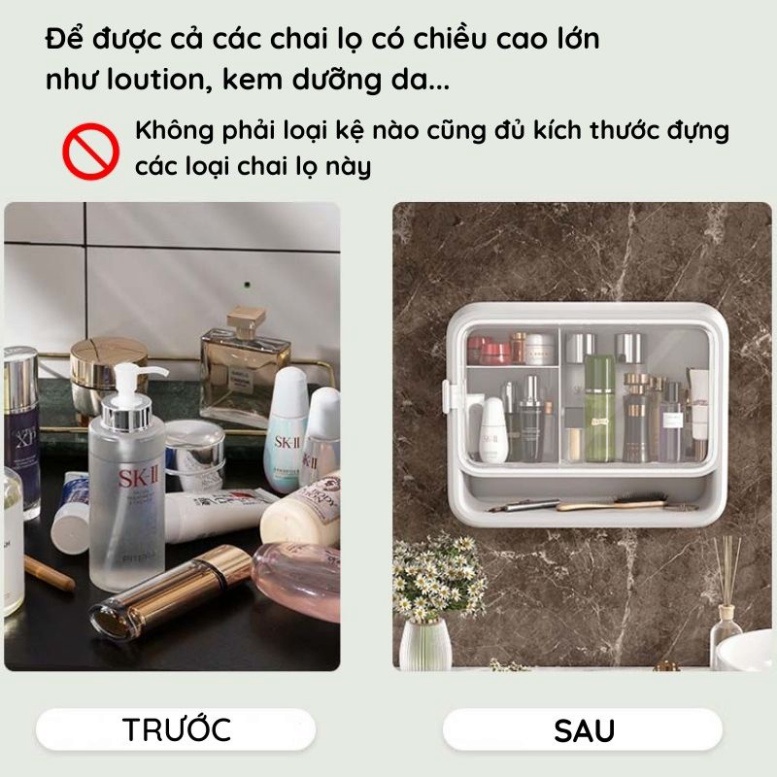 Kệ đựng mỹ phẩm treo tường loại lớn - Kệ treo nhà tắm gắn tường cao cấp kiêm tủ thuốc bằng nhựa Tekohome Store