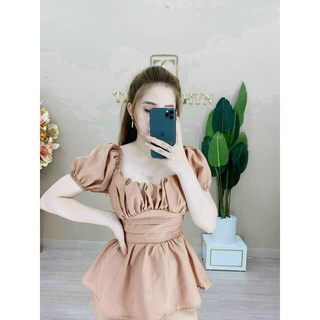 Sét đùi áo xếp ly bèo cổ vuông xinh sắn fashionzero - 70165