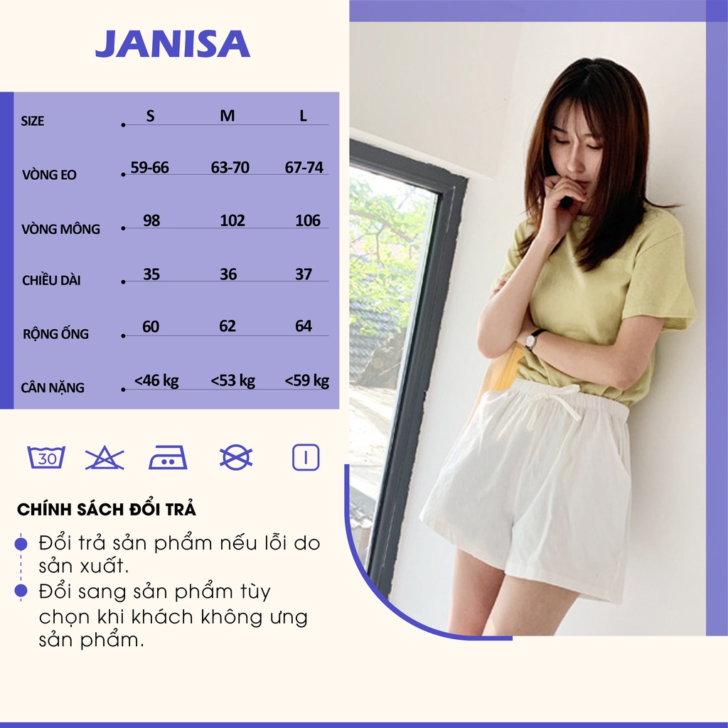 Quần short nữ ulzzang đũi ống rộng cạp cao đẹp lưng cao JANISA QS04 | BigBuy360 - bigbuy360.vn