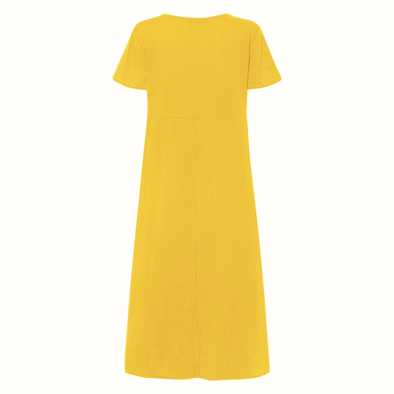 Đầm Nữ ZANZEA Tay Ngắn Cổ Tròn Dáng Rộng Đơn Giản Thời Trang