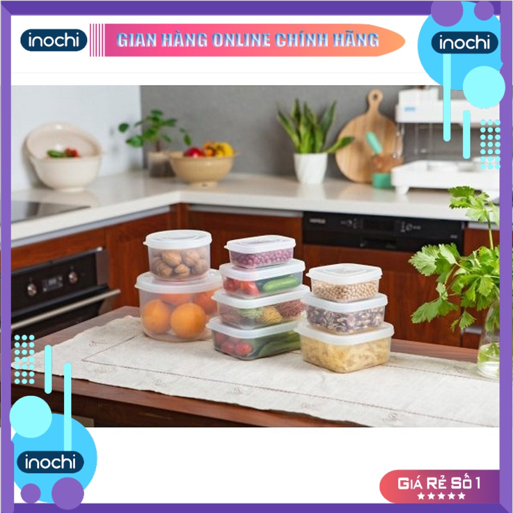 Bộ 3 hộp nhựa đựng thực phẩm Hokkaido Nhật (Vuông-Tròn-Chữ Nhật) Đựng đồ ăn trong ngăn đá tủ lạnh, bảo quản thực tươi.