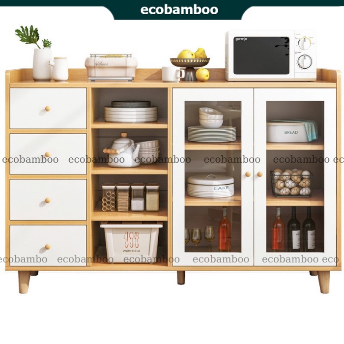 Tủ để lò nướng lò vi sóng gỗ mdf, tủ để nhà bếp đa năng nhiều tầng mẫu mã hiện đại dễ dàng lau chùi