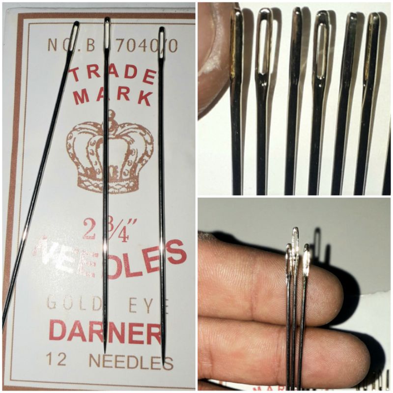 3 chiếc lẹm (kim to) dùng trong may vá đuôi vàng bằng thép không gỉ