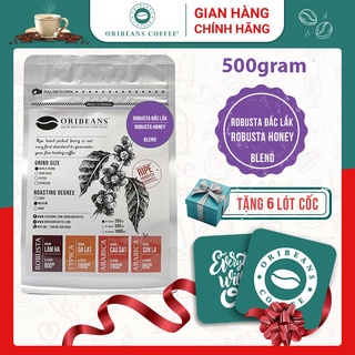 Cà phê Blend Robusta Buôn Mê Thuột - Robusta Honey ORIBEANS tỷ lệ 7/3 vị đậm ngọt hậu không chua gói 500gr từ Oribeans