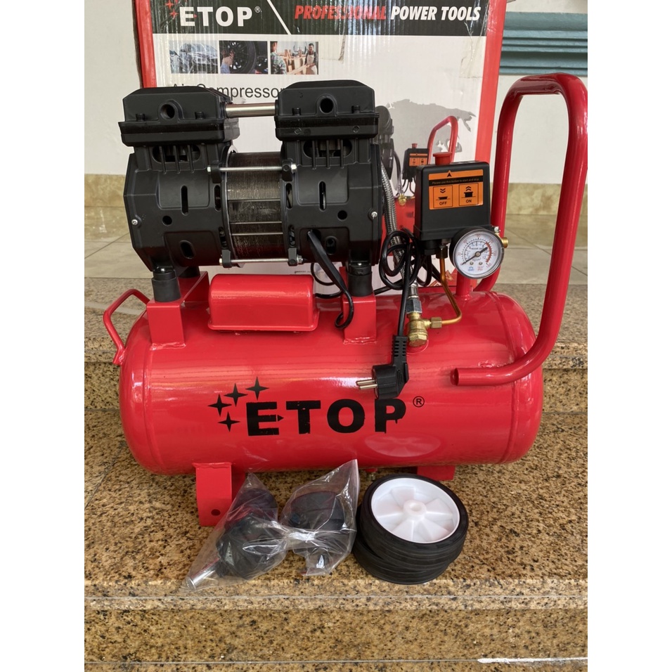 Máy nén khí không dầu 30 lít, Công suất 1200w chính hãng ETOP - Cam kết lõi đồng 100%, chuyên dùng bơm hơi, phun sơn