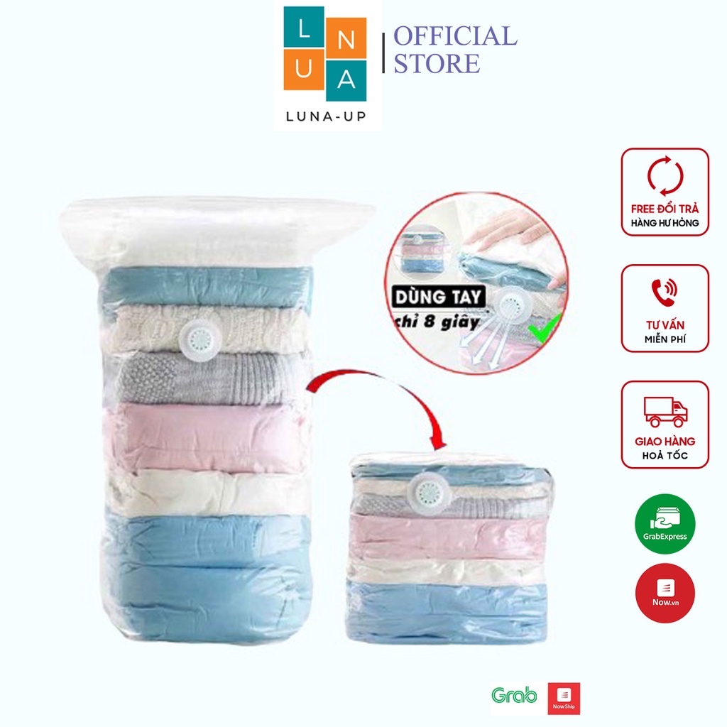 Túi hút chân không ba chiều LUNA UP đựng chăn màn ga gối quần áo không cần bơm hút