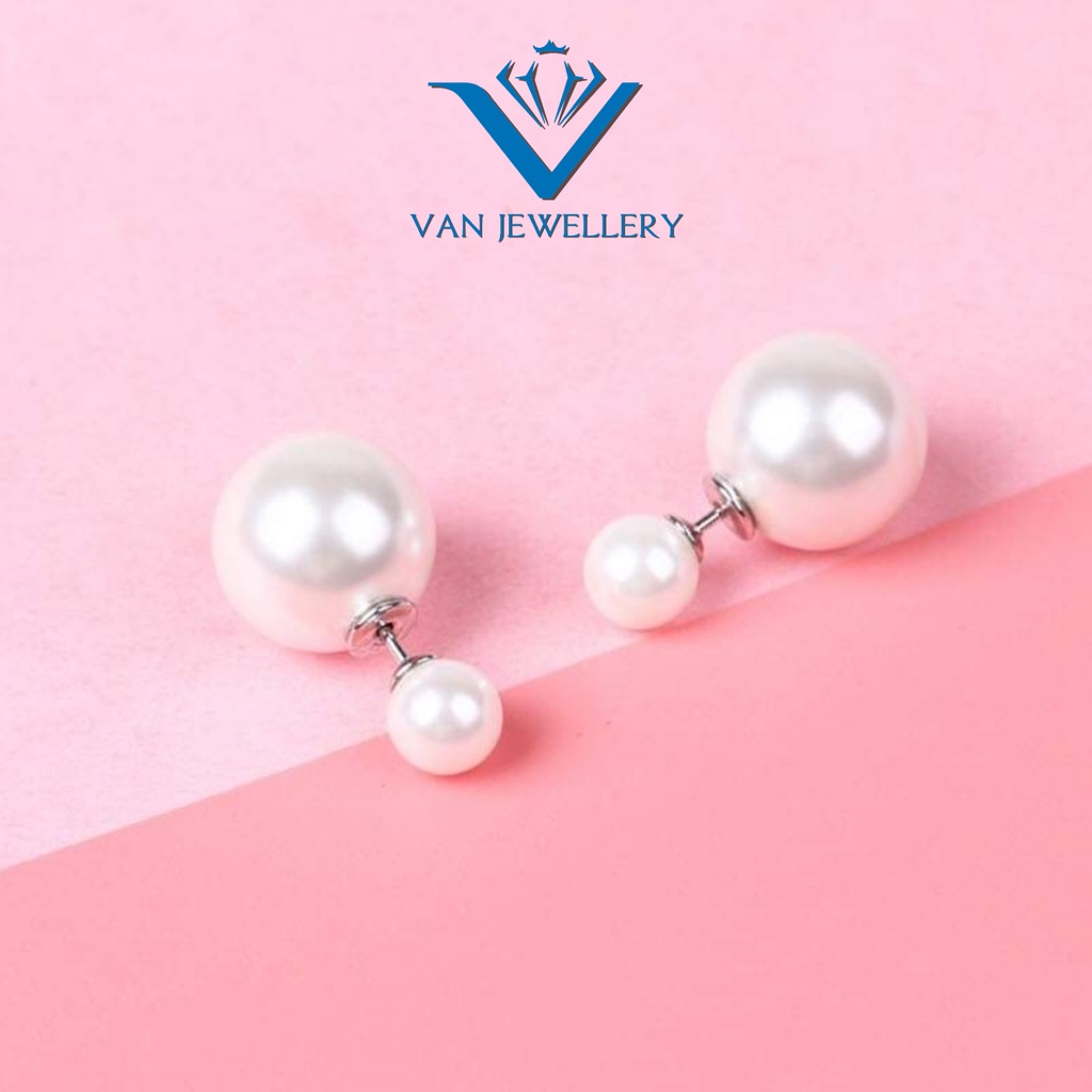 Bông tai bạc bông Ngọc Trai nhân tạo chốt bạc ta