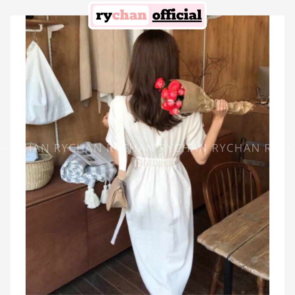 [ẢNH THẬT CUỐI] DX099 - Đầm Xòe Trắng Nút Chéo Đầm Form Dài Dự Tiệc ( Kèm Hình Thật )