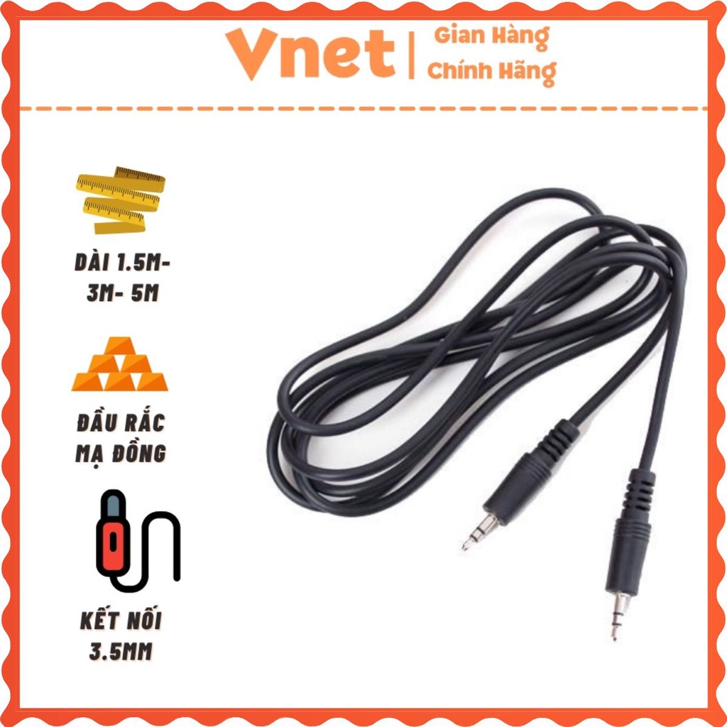 Dây loa 1-1 chiều dài 1.5m /3m / 5m đầu jack mạ đồng tiếp xúc tốt chống hoen rỉ - Dây loa 2 đầu 3.5mm VNET DL01