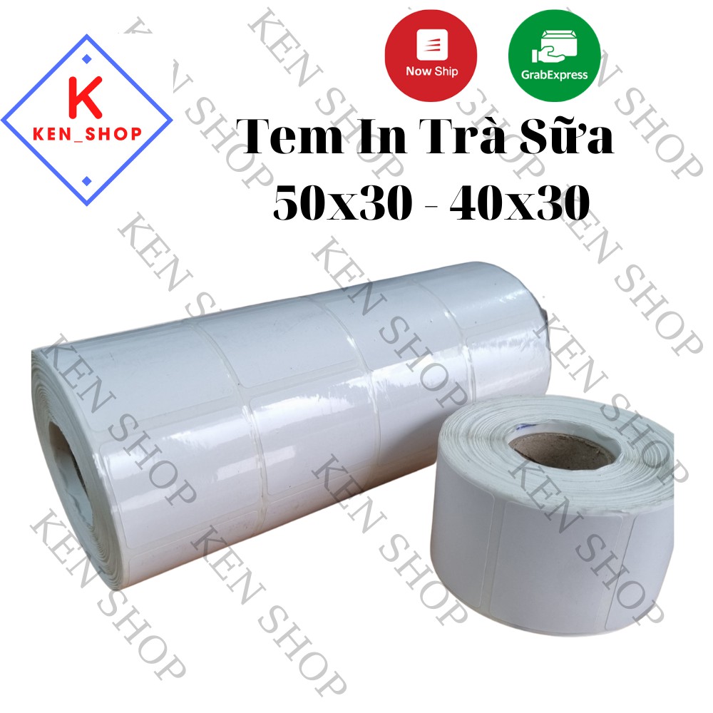 Giấy in tem trà sữa 50x30 (950 tem), 40x30 ( 800 tem) decal nhiệt, giấy in tem dán trà sưa, trà chanh.