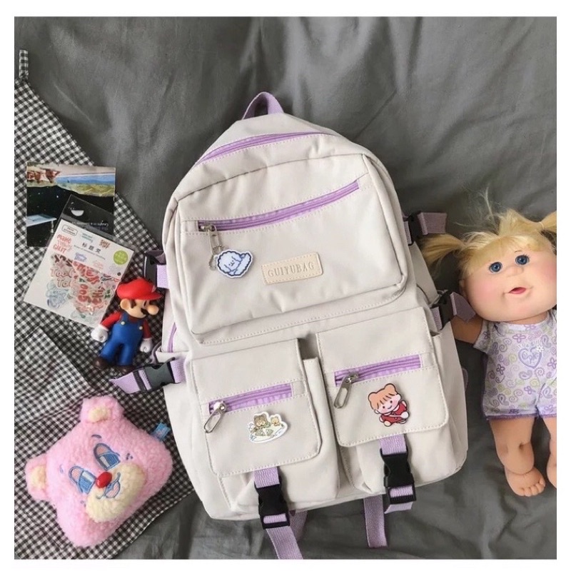 Balo thời trang 💥HOT TREND💥 Cặp Ulzzang logo 2 túi hộp GUIYUBAN thiết kế năng động trẻ trung