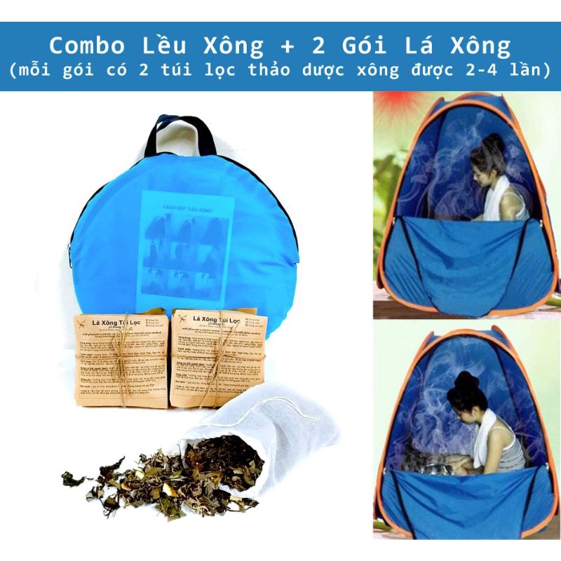 COMBO LỀU XÔNG VÀ 2 GÓI LÁ XÔNG TÚI LỌC