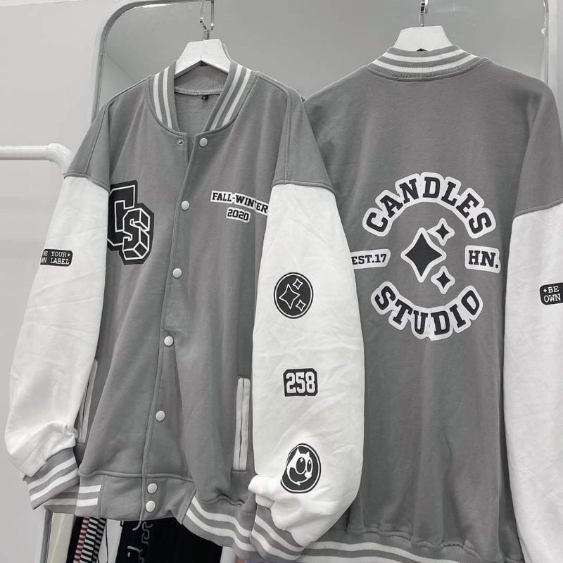 Áo Khoác Nỉ Bóng Chày- Áo Bomber Candles Jacket Nỉ In Hình