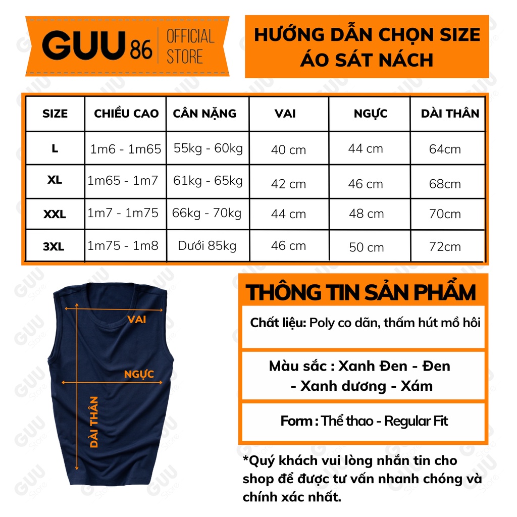 Áo ba lỗ nam thiết kế sát nách để chơi thể thao tập gym Form Chuẩn - GUU SHOP