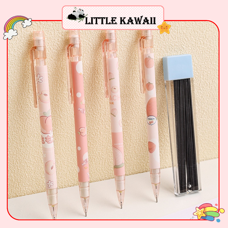 Bút viết chì bấm họa tiết hình quả đào ngòi 0.5mm