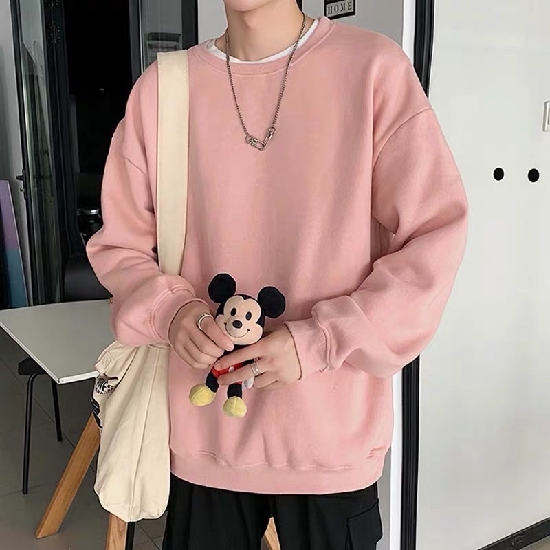 Áo sweater hồng trơn