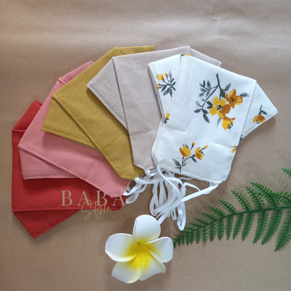 Khẩu trang thêu hoa 3 lớp 3D Linen + Cotton, vải sợi 100% tự nhiên, kháng khuẩn, hợp thời trang, phong cách dấu ấn riềng