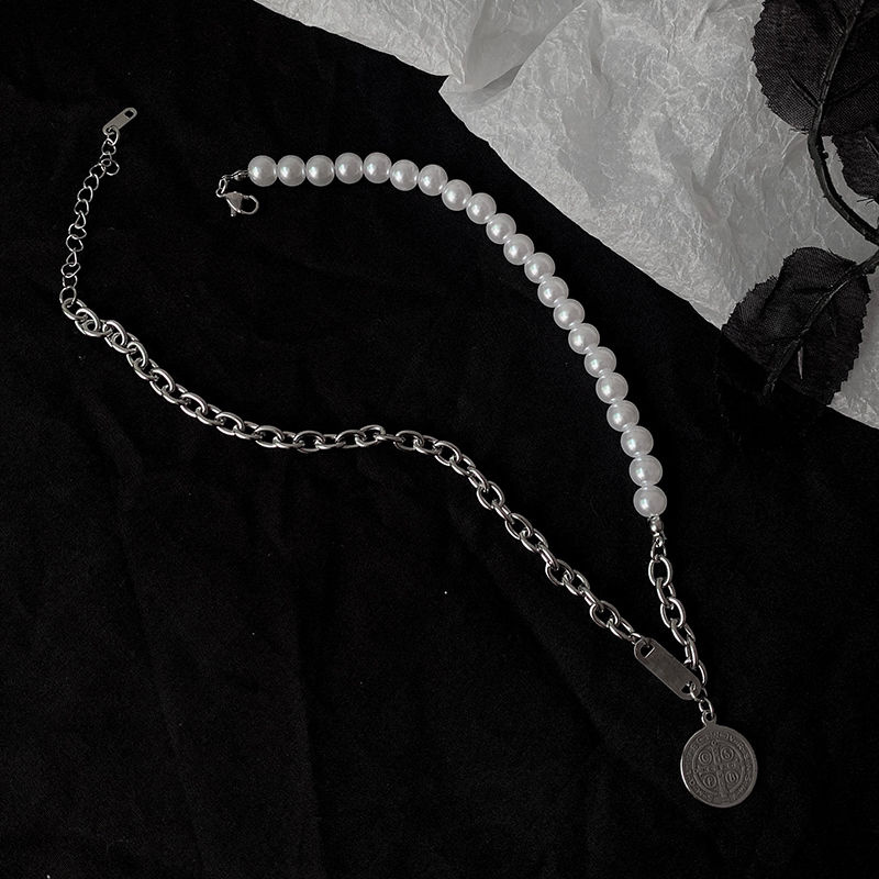 Dây chuyền đính hạt ngọc trai giả phong cách hip hop cổ điển thời trang