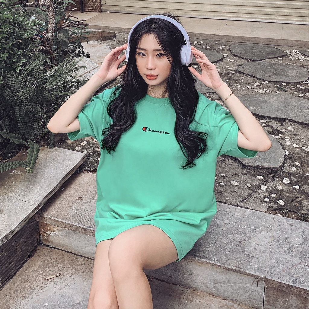 Áo thun Champion màu xám nhạt Chất Liệu Cotton Thoáng Mát