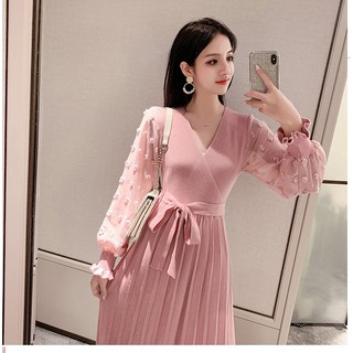 Váy cho con bú, váy bầu, dáng xòe, chất len