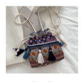 Túi Đeo Chéo Hình Xô Đựng Điện Thoại Phối Tua Rua Phong Cách Dân Tộc Nhật Hàn Thời Trang Cho Nữ