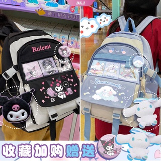 SANRIO Ba Lô Đi Học In Hình Kuromi Hello Kitty Phong Cách Hàn Quốc Cho Bé Gái