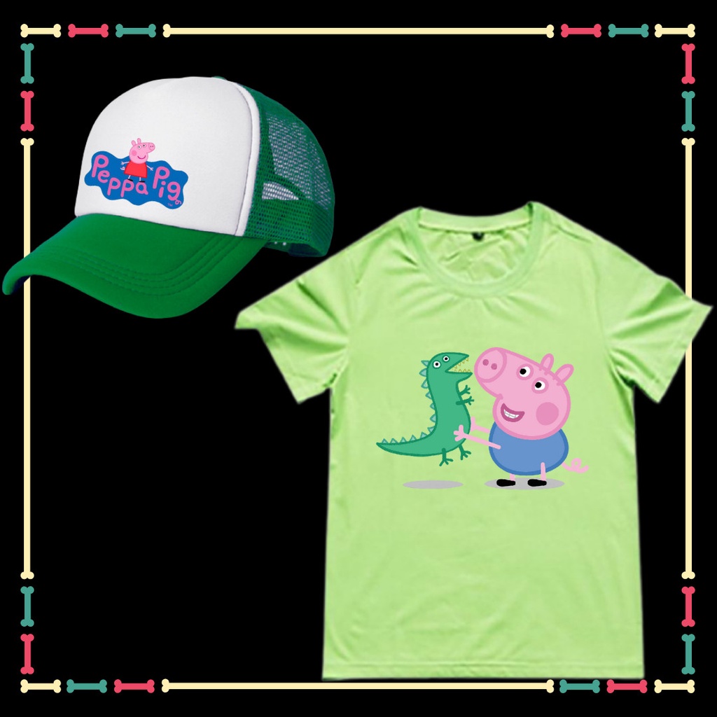 Combo Mũ Áo Peppa dễ thương đủ màu sắc cho bé trai có size áo cho người lớn