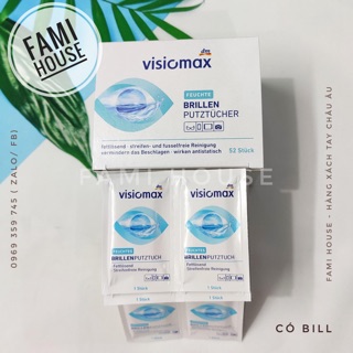 [Có bill] Giấy lau kính Visiomax nội địa Đức bán lẻ miếng hộp 52 miếng