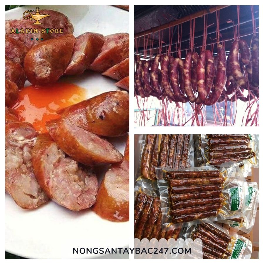 Lạp xưởng gác bếp gói 500gram (tặng kèm chẩm chéo) - Đặc sản Thịt Gác Bếp Vùng Cao Tây Bắc