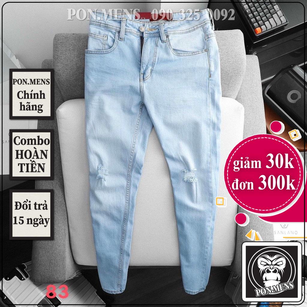 Quần bò nam rách gối xanh co giãn cực tốt Pon.mens