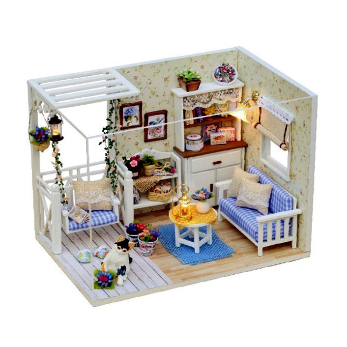 Đồ chơi mô hình nhà gỗ diy Cute Room H-013 Tặng Mica Che Bụi + Keo