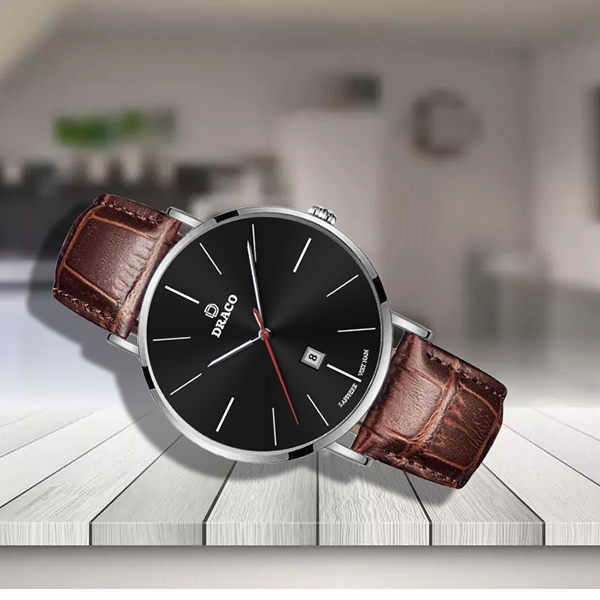 Đồng Hồ Nam Phong Cách DRACO D21-ST02 “Classic Boy” ĐEN DÂY DA NÂU