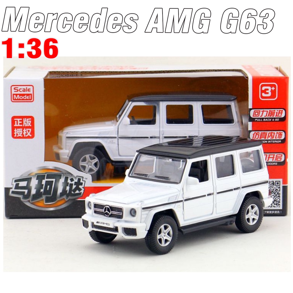 Mô hình xe ô tô Mercedes G63 AMG tỉ lệ 1:36 Đồ chơi trẻ em bằng sắt mở 2 cửa bên