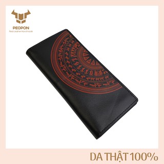 Ví dài nam nữ cầm tay cao cấp, bóp da nam nữ unisex họa tiết trống đồng