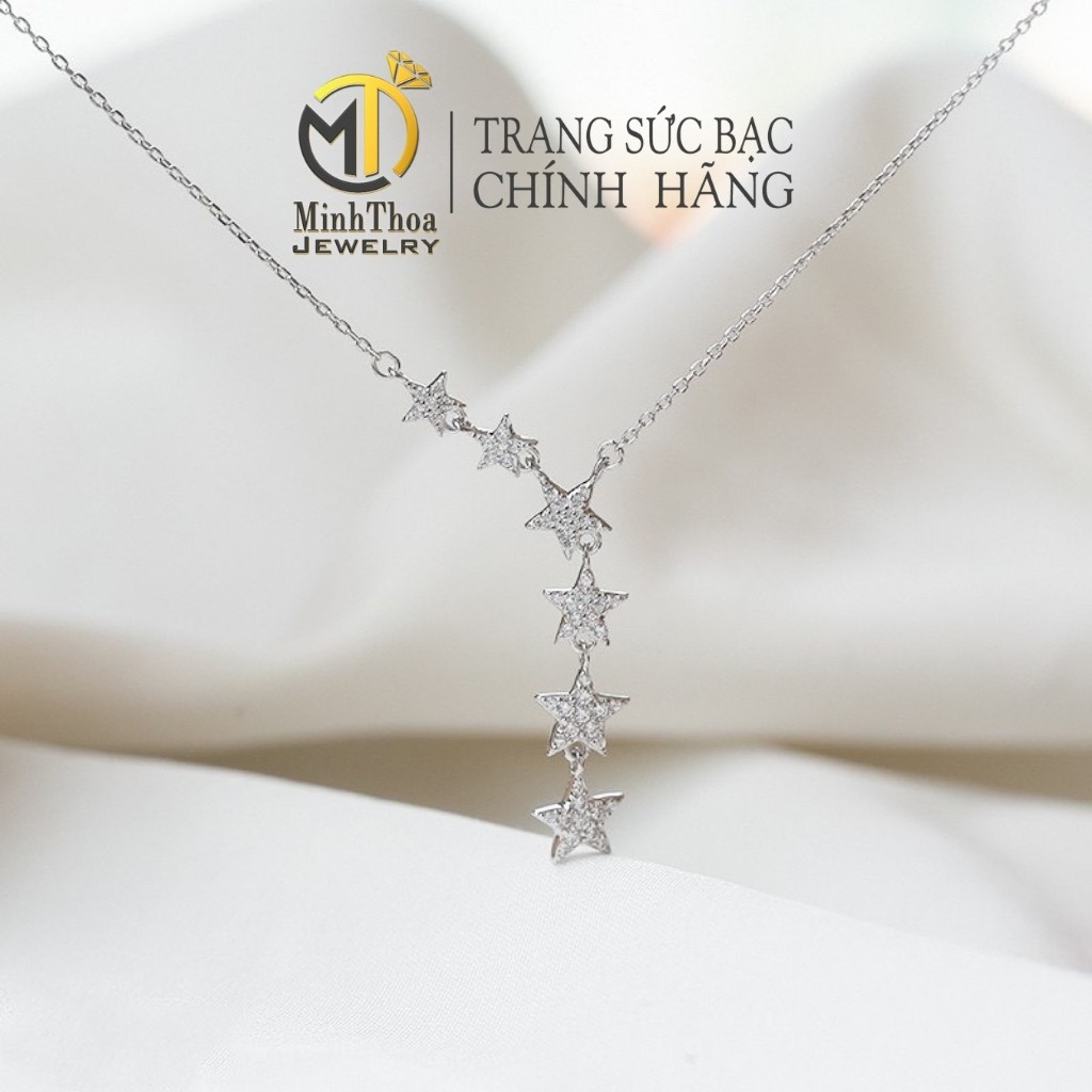 Dây chuyền nữ bạc đẹp,vòng cổ dáng dài hình sao nhỏ trang sức bạc Minh Thoa JEWELRY