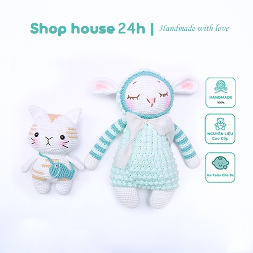 Thú bông móc len cao cấp cho bé - Gấu bông cute Cừu lalylala quà tặng đồ chơi handmade nhồi bông