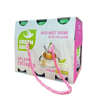 Lốc yến sào collagen - Nutrinest Green Bird - 6 Chai × 185 ML