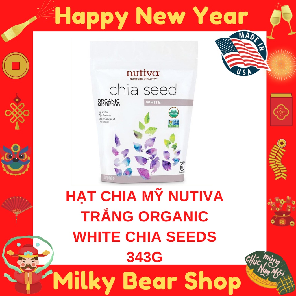 Hạt chia mỹ Nutiva Trắng Organic White Chia Seeds 343g