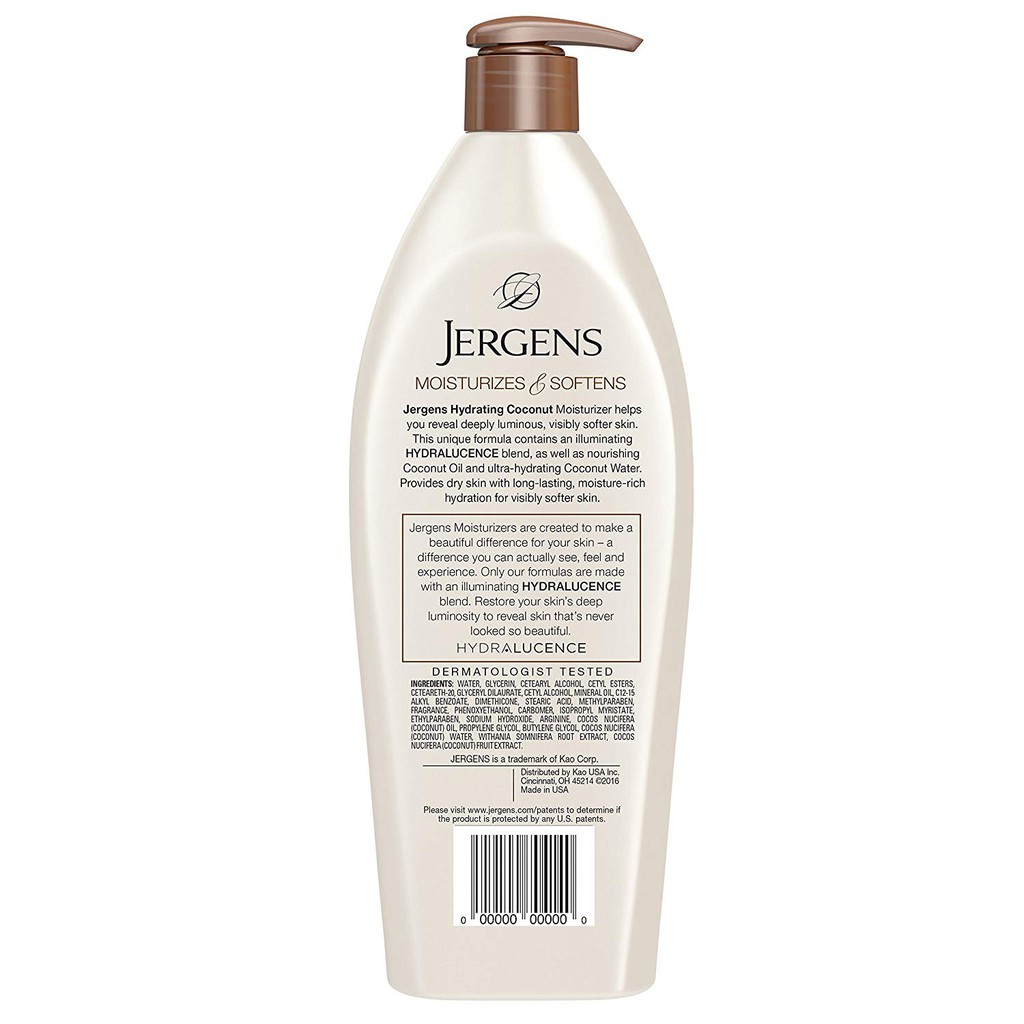 Dưỡng Thể dành cho da khô Jergens Hydrating Coconut Dry Skin Body Moisturizer 496ml (Mỹ)