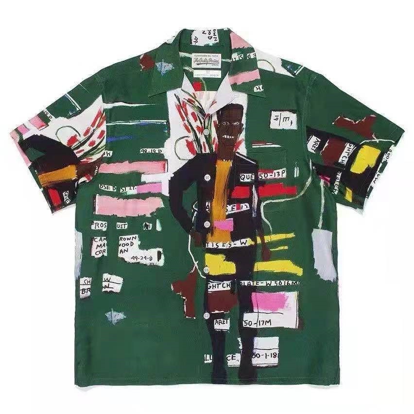 Áo Sơ Mi Ngắn Tay Plus Size Họa Tiết Graffiti WACKO MARIA Cho Nam Nữ